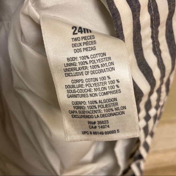 Carters blue white stripe dress size 24mo - Picture 6 of 7